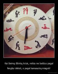 Kai šeimą ištinką krizė, reikia ne baldus pagal - fengšui dėlioti, o pagal kamasutrą miegoti!