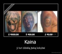 Kaina  - ji turi didelią įtaką kokybei