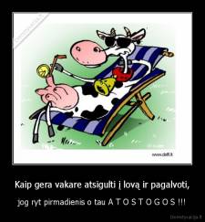 Kaip gera vakare atsigulti į lovą ir pagalvoti, - jog ryt pirmadienis o tau A T O S T O G O S !!!
