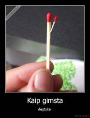 Kaip gimsta - degtukai