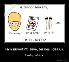 Kam nuvertinti save, jei nesi idealus. - Idealių nebūna.