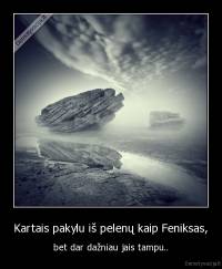 Kartais pakylu iš pelenų kaip Feniksas, - bet dar dažniau jais tampu..