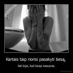 Kartais taip norisi pasakyti tiesą,  - bet bijai, kad tavęs nesupras.