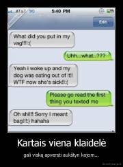 Kartais viena klaidelė - gali viską apversti aukštyn kojom...