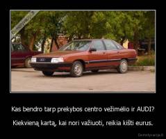 Kas bendro tarp prekybos centro vežimėlio ir AUDI? - Kiekvieną kartą, kai nori važiuoti, reikia kišti eurus.