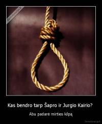 Kas bendro tarp Šapro ir Jurgio Kairio?  - Abu padarė mirties kilpą
