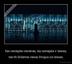 Kas nemėgsta vienatvės, tas nemėgsta ir laisvės, - nes tik būdamas vienas žmogus yra laisvas.