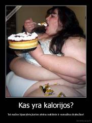 Kas yra kalorijos? - Tai mažos bjaurybės,kurios ateina naktimis ir sumažina drabužius!