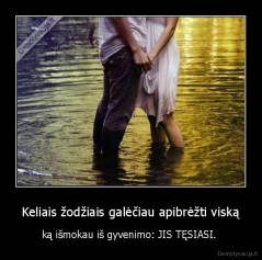 Keliais žodžiais galėčiau apibrėžti viską - ką išmokau iš gyvenimo: JIS TĘSIASI. 