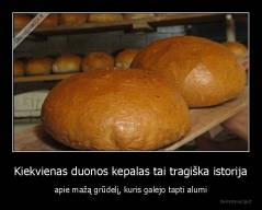 Kiekvienas duonos kepalas tai tragiška istorija - apie mažą grūdelį, kuris galėjo tapti alumi