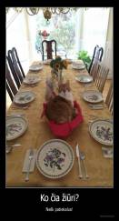 Ko čia žiūri? - Nešk patiekalus!