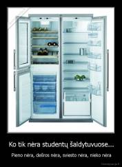 Ko tik nėra studentų šaldytuvuose... - Pieno nėra, dešros nėra, sviesto nėra, nieko nėra