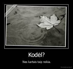 Kodėl? -  Nes kartais taip reikia.