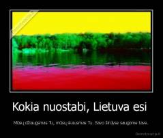 Kokia nuostabi, Lietuva esi  - Mūsų džiaugsmas Tu, mūsų skausmas Tu. Savo širdyse saugome tave.