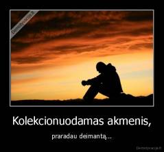 Kolekcionuodamas akmenis, - praradau deimantą...