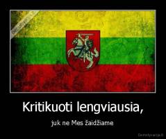 Kritikuoti lengviausia, - juk ne Mes žaidžiame