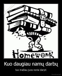 Kuo daugiau namų darbų - tuo mažiau juos norisi daryti