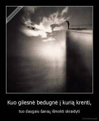 Kuo gilesnė bedugnė į kurią krenti, - tuo daugaiu šansų išmokti skraidyti