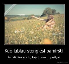 Kuo labiau stengiesi pamiršti- - tuo stipriau suvoki, kaip tu viso to pasiilgai.