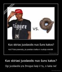 Kuo skiriasi juodaodis nuo šuns kakos? - Ogi juodaodis yra žmogus kaip ir tu, o kaka ne!