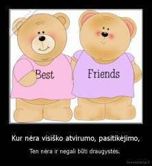 Kur nėra visiško atvirumo, pasitikėjimo, - Ten nėra ir negali būti draugystės. 