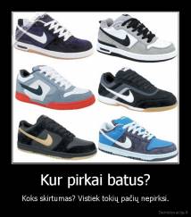 Kur pirkai batus? - Koks skirtumas? Vistiek tokių pačių nepirksi.