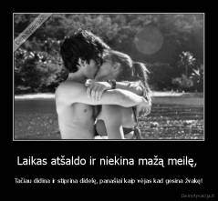 Laikas atšaldo ir niekina mažą meilę,  - Tačiau didina ir stiprina didelę, panašiai kaip vėjas kad gesina žvakę!