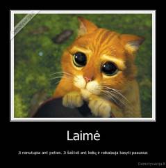 Laimė - Ji nenutupia ant peties. Ji šašteli ant kelių ir reikalauja kasyti paausius