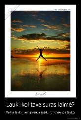 Lauki kol tave suras laimė? - Veltui lauki, laimę reikia susikurti, o ne jos laukti