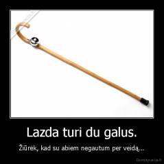 Lazda turi du galus. - Žiūrėk, kad su abiem negautum per veidą...