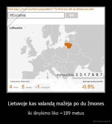 Lietuvoje kas valandą mažėja po du žmones - iki išnykimo liko ~189 metus