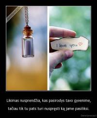 Likimas nusprendžia, kas pasirodys tavo gyvenime, - tačiau tik tu pats turi nuspręsti ką jame pasiliksi.