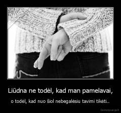 Liūdna ne todėl, kad man pamelavai, - o todėl, kad nuo šiol nebegalėsiu tavimi tikėti..