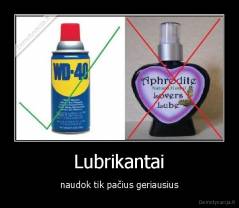 Lubrikantai - naudok tik pačius geriausius