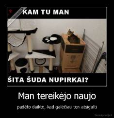 Man tereikėjo naujo - padėto daikto, kad galėčiau ten atsigulti