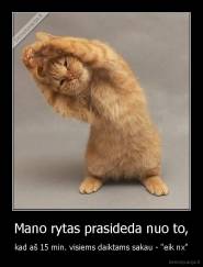 Mano rytas prasideda nuo to, - kad aš 15 min. visiems daiktams sakau - "eik nx"