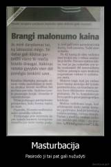 Masturbacija - Pasirodo ji tai pat gali nužudyti