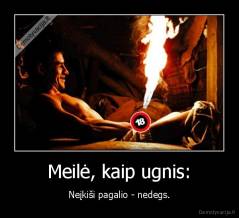 Meilė, kaip ugnis: - Neįkiši pagalio - nedegs.