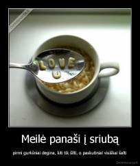 Meilė panaši į sriubą - pirmi gurkšniai degina, kiti tik šilti, o paskutiniai visiškai šalti