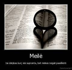 Meilė - tai dalykas kurį visi supranta, bet niekas negali paaiškinti