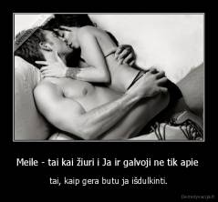 Meile - tai kai žiuri i Ja ir galvoji ne tik apie  - tai, kaip gera butu ja išdulkinti.