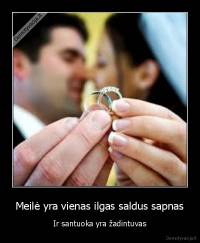 Meilė yra vienas ilgas saldus sapnas - Ir santuoka yra žadintuvas