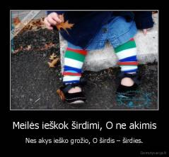 Meilės ieškok širdimi, O ne akimis - Nes akys ieško grožio, O širdis – širdies.