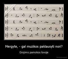 Mergyte, - gal muzikos paklausyti nori? - Grojimo pamokos lovoje