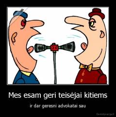 Mes esam geri teisėjai kitiems - ir dar geresni advokatai sau