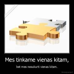 Mes tinkame vienas kitam, - bet mes nesukurti vienas kitam.