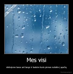 Mes visi - stebejome lasus ant lango ir laukėm kuris pirmas nulašės į apačią