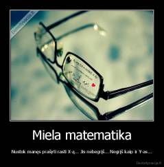 Miela matematika - Nustok manęs prašyti rasti X-ą... Jis nebegrįš... Negrįš kaip ir Y-as...