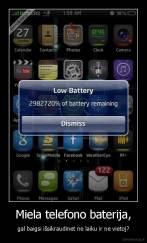 Miela telefono baterija, - gal baigsi išsikraudinet ne laiku ir ne vietoj?
