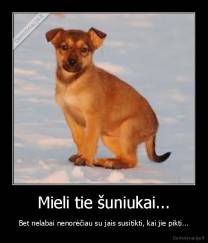 Mieli tie šuniukai... - Bet nelabai nenorėčiau su jais susitikti, kai jie pikti...